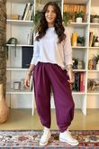 The Sunday Morning 7/8 Twist Pant Aubergine
